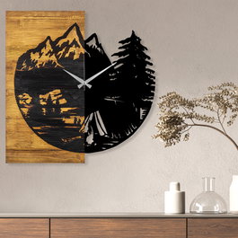 Wallity Wooden Clock 19 en Nogal y Negro